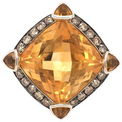 Citrine, Brown Diamond and Gold Ring