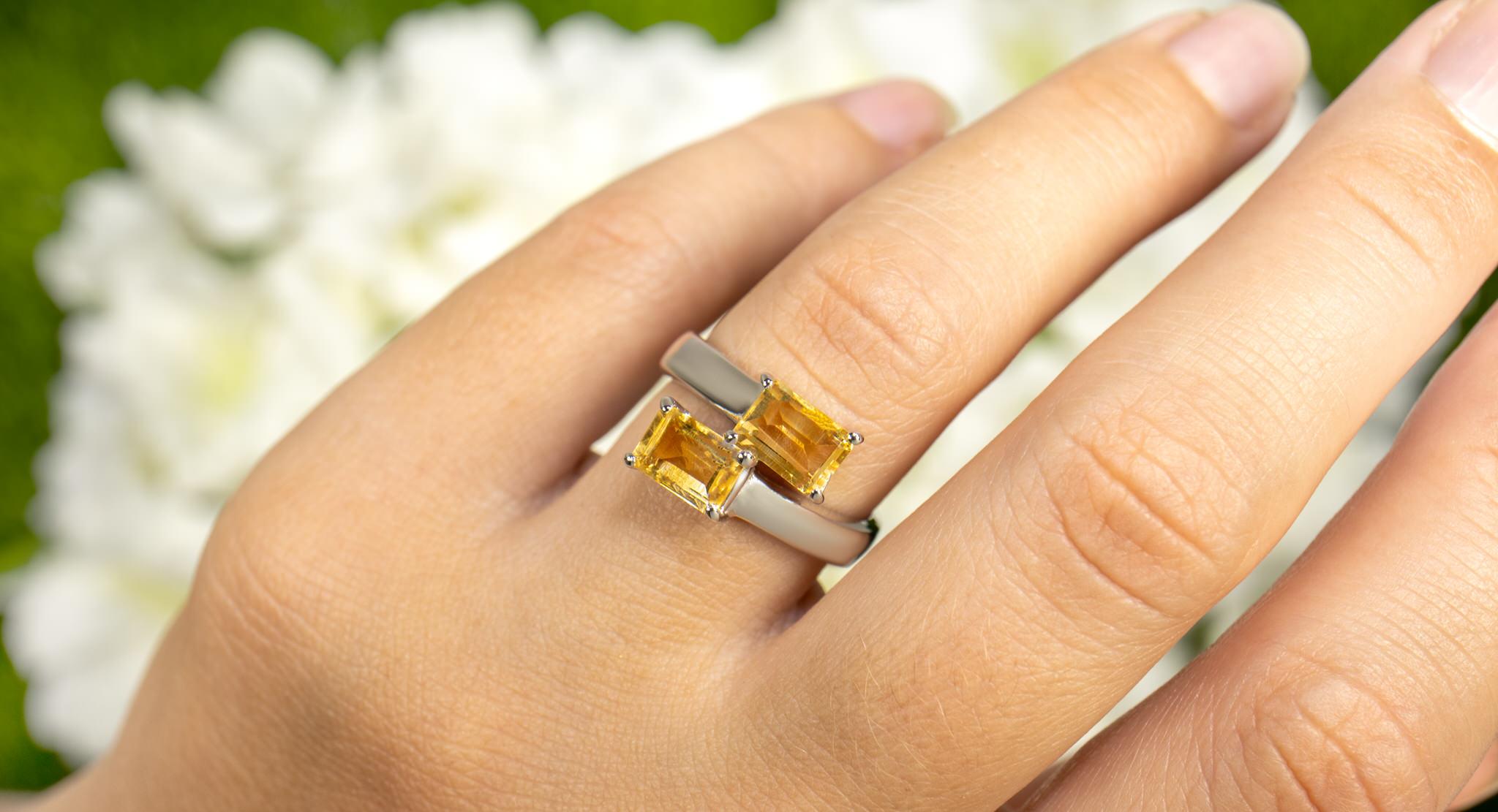 It comes with the Gemological Appraisal by GIA GG/AJP
All Gemstones are Natural in origin
2 Citrines = 1.78 Carats
Metal: Rhodium Plated Sterling Silver
Ring Size: 7* US
*It can be resized complimentary