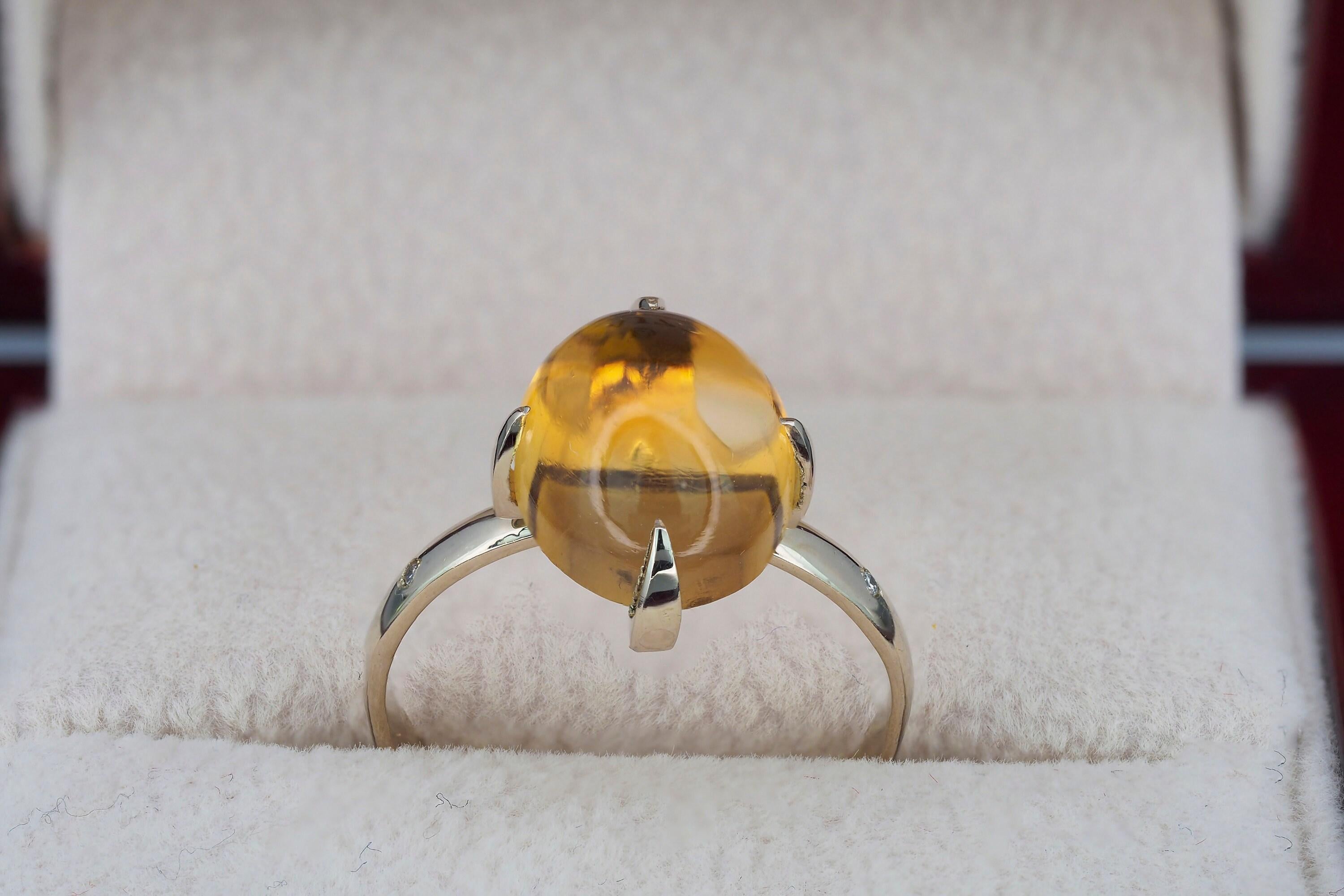 En venta: Citrine cabochon ring  5