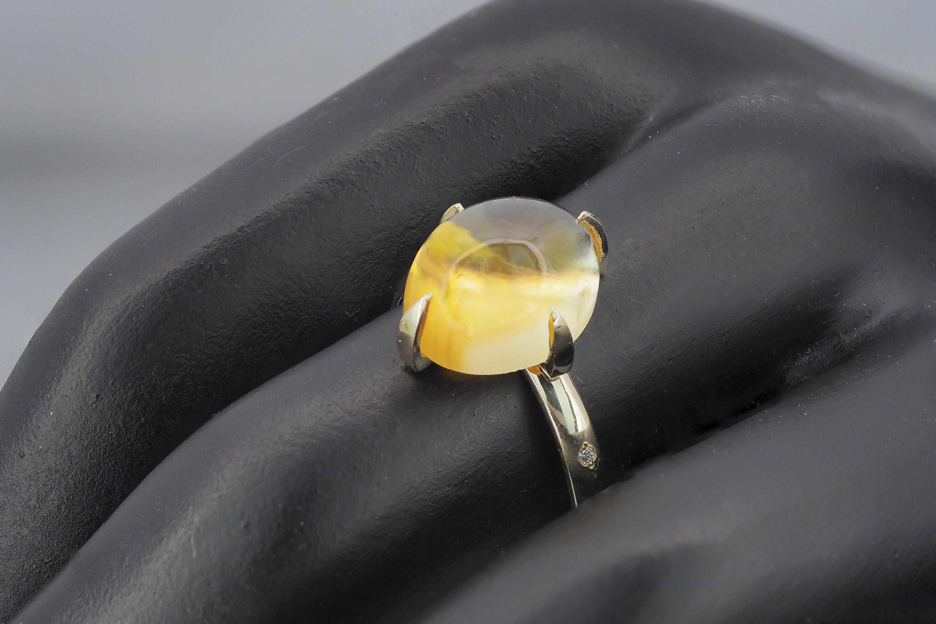 En venta: Citrine cabochon ring  8