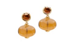 Orecchini con cabochon di citrino e perline di citrino