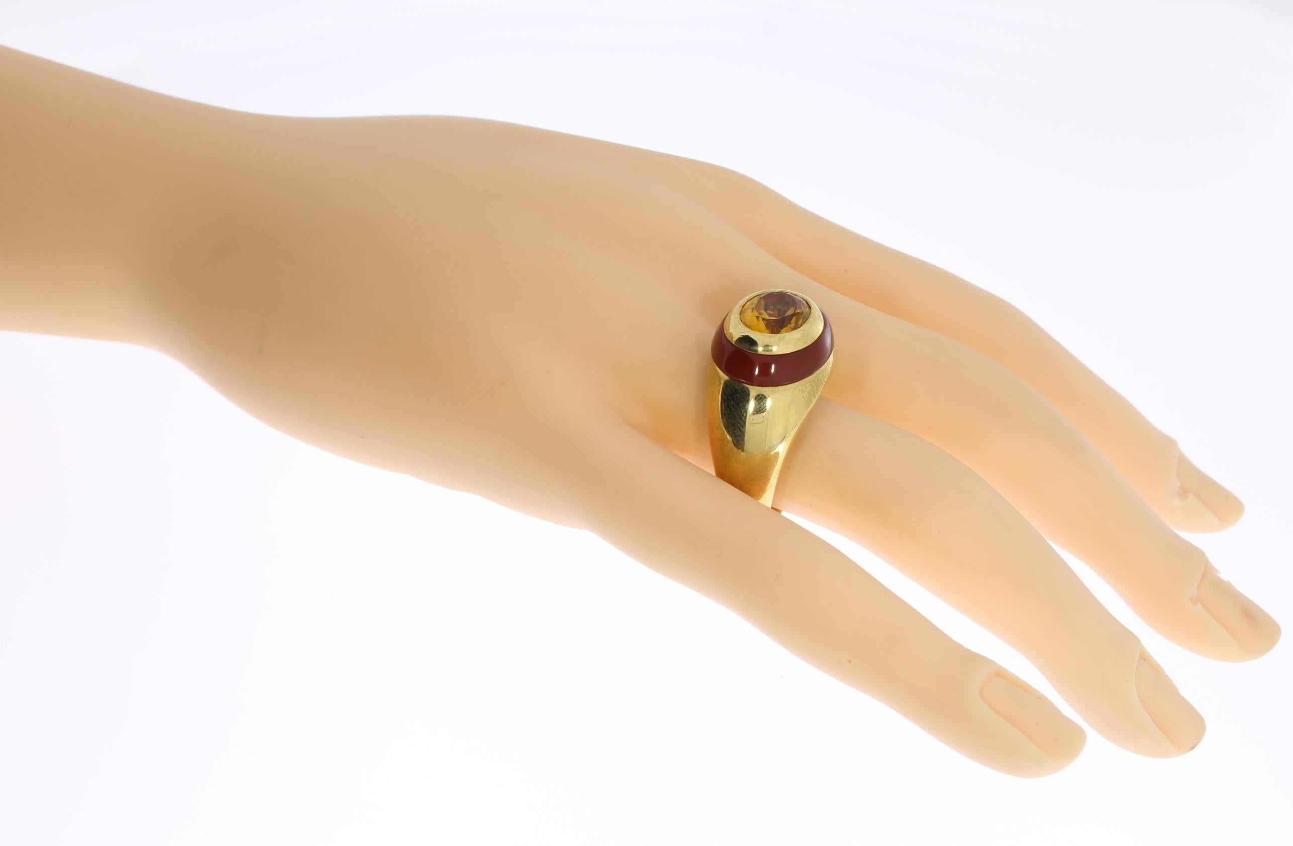 Oval Cut Citrine Carnelian Gold Ring