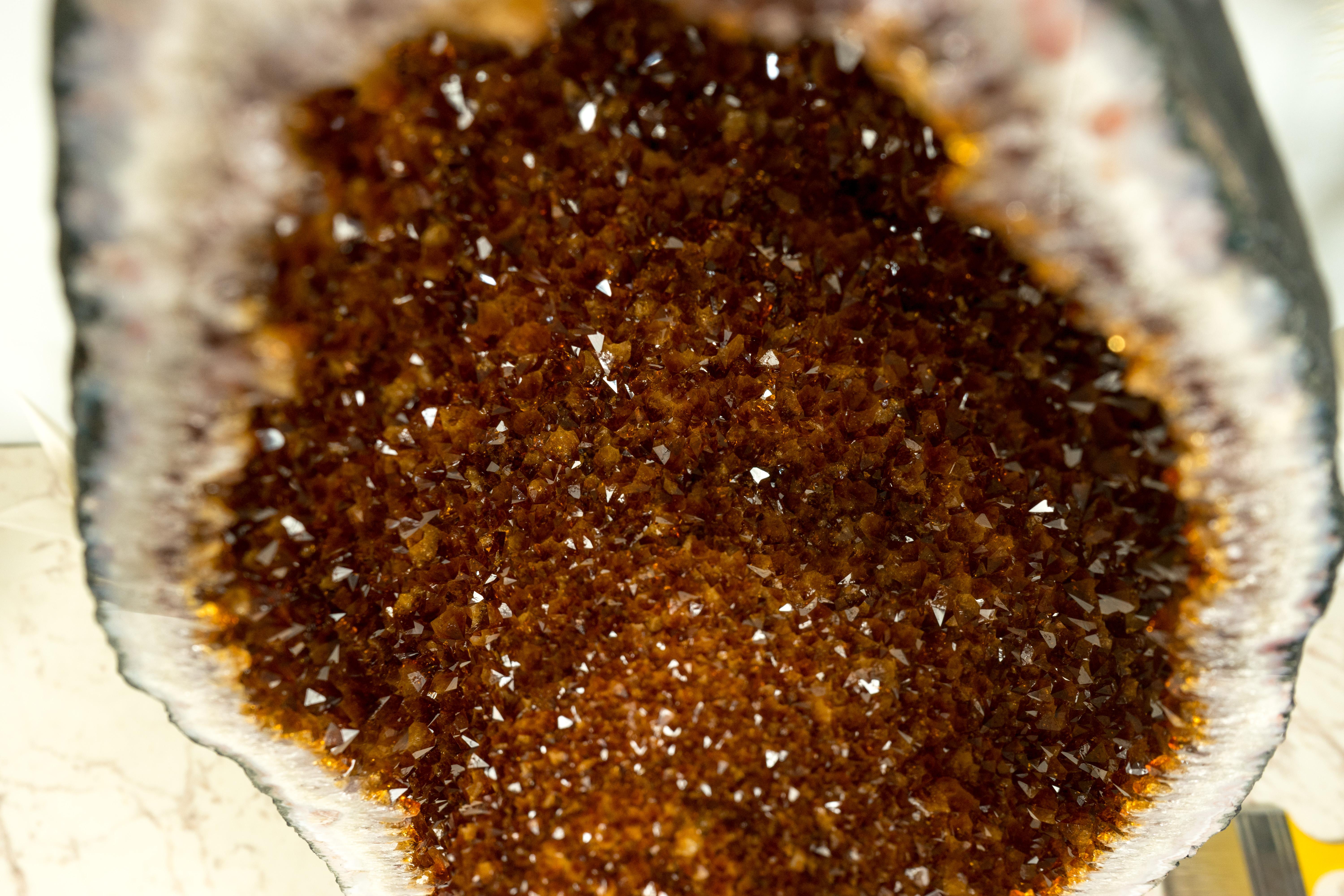 Brazilian Citrine Cathedral Geode, AAA Quality, Deep Orange Cognac Citrine, Large and Tall For Sale