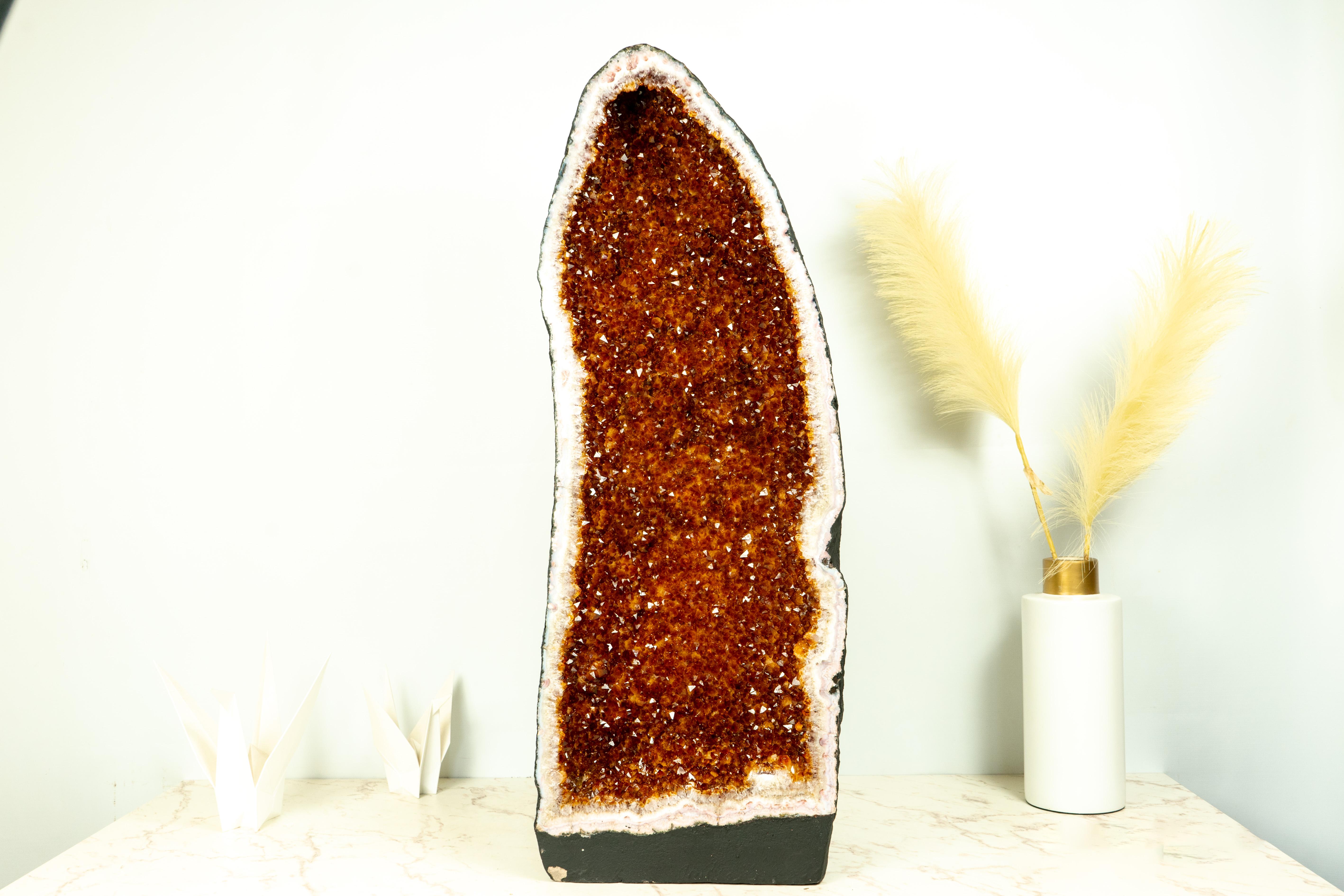 Citrine Cathedral Geode, AAA Quality, Deep Orange Cognac Citrine, Large and Tall For Sale 2