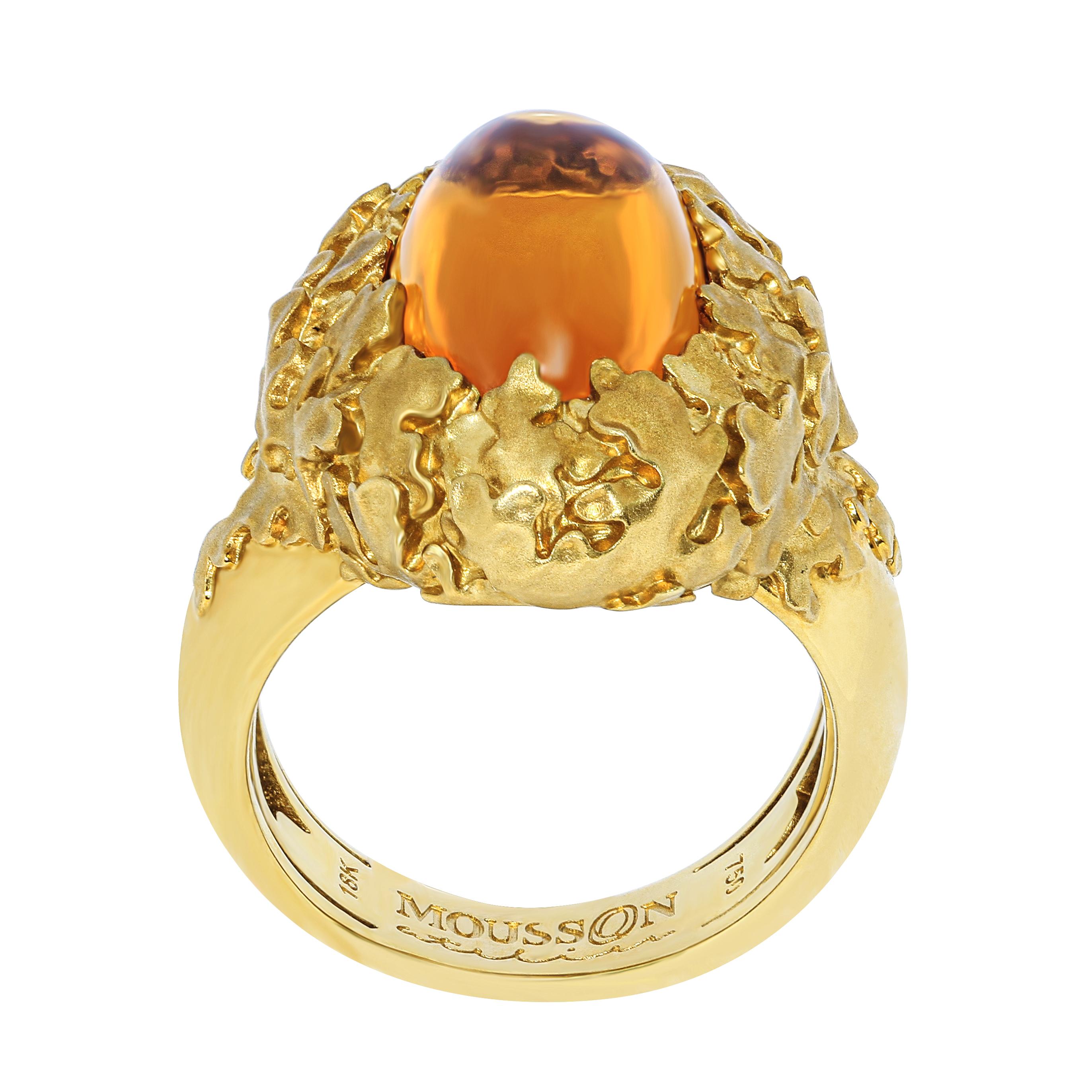 Citrine Champagne Diamonds 18 Karat Yellow Gold Moss Suite In Excellent Condition For Sale In Bangkok, TH