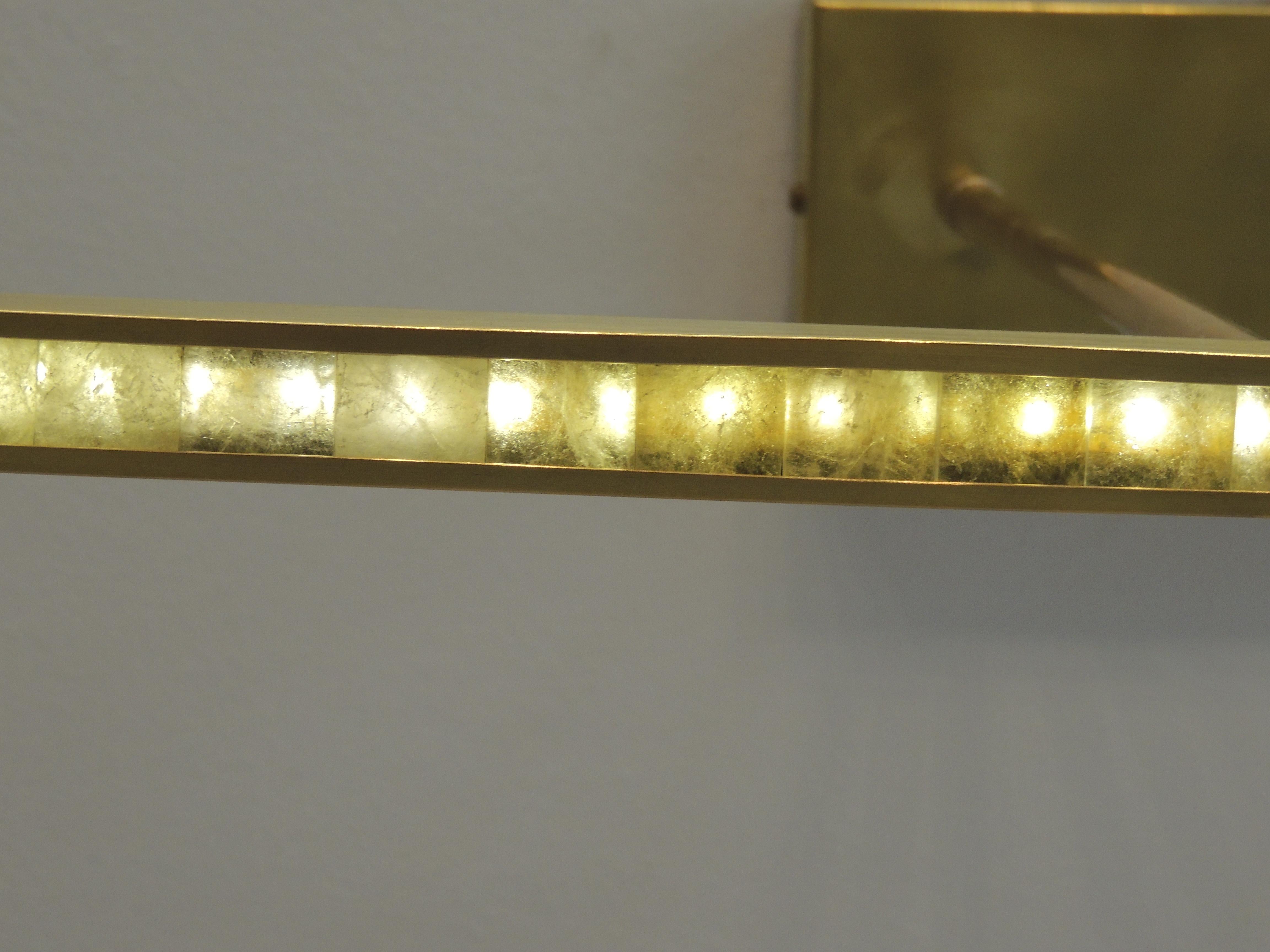 Ottone Lampadario Citrino in ottone e pietra naturale traslucida di quarzo brasiliano in vendita