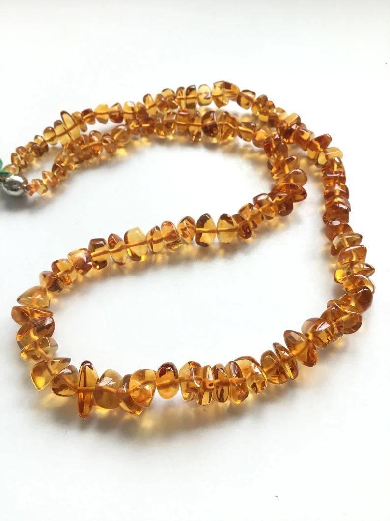 Citrine Chips Beaded Necklace Fancy Smooth Beads Natural Gemstone For Sale 2