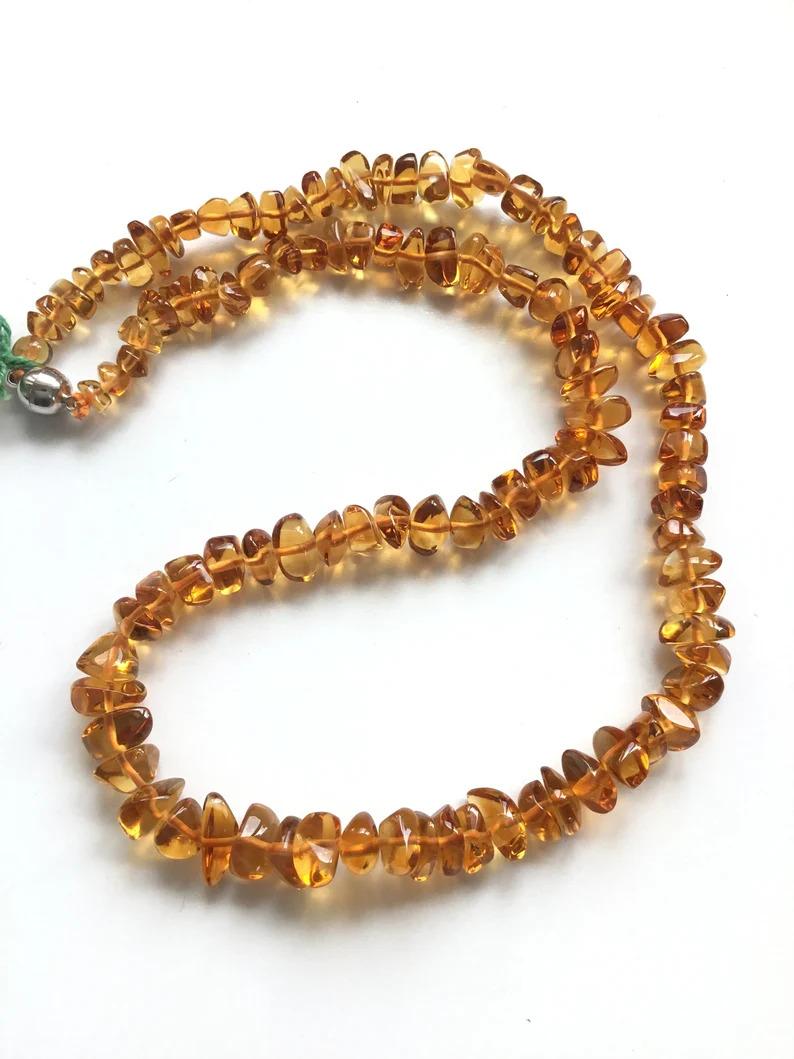Citrine Chips Beaded Necklace Fancy Smooth Beads Natural Gemstone For Sale 1