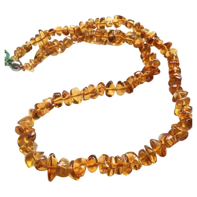 Citrine Chips Beaded Necklace Fancy Smooth Beads Natural Gemstone For Sale