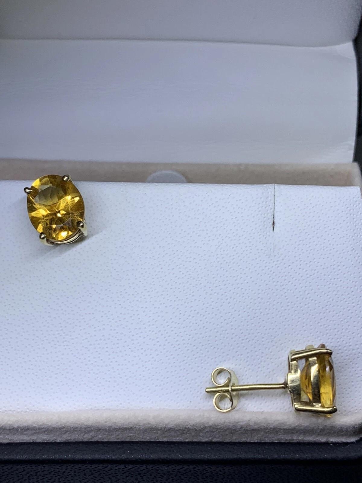 Orecchini con solitario Citrino in oro giallo 9ct In condizioni Nuovo in vendita a London, GB
