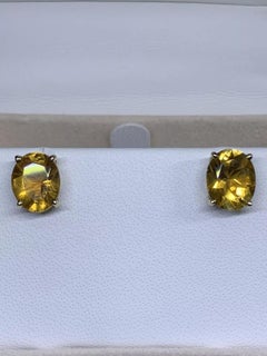 Citrine Chunky Solitaire Studs Earrings In 9ct Yellow Gold