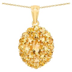 Pendentif grappe de citrine 4,08 carats plaqué or A Silver
