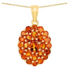 Citrin-Cluster-Halskette mit Anhänger, Citrin 4,06 Karat 18K Gelbgold vergoldetes Silber