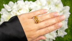 Citrin-Cluster-Ring mit weißem Topas 2,5 Karat 14K Gelbgold vergoldetem Silber