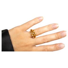 Citrine Cluster Ring White Topaz 2.5 Carats 14K Yellow Gold Plated Silver