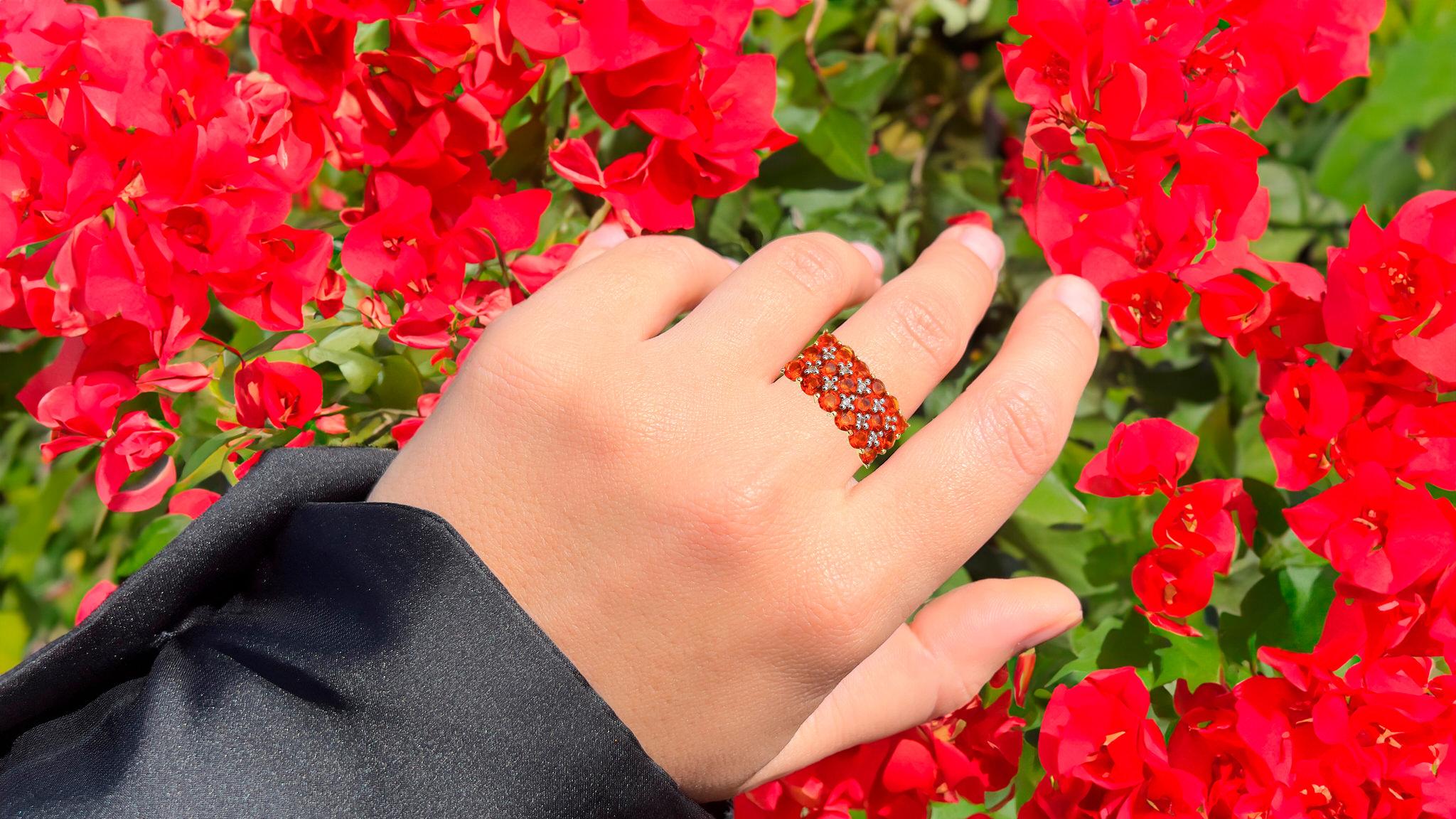 Citrin-Cluster-Ring mit weißem Topas 1,70 Karat 14K vergoldetem Silber (Rundschliff) im Angebot