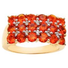 Bague grappe de citrine avec topaze blanche 1,70 carats en argent plaqué or 14 carats