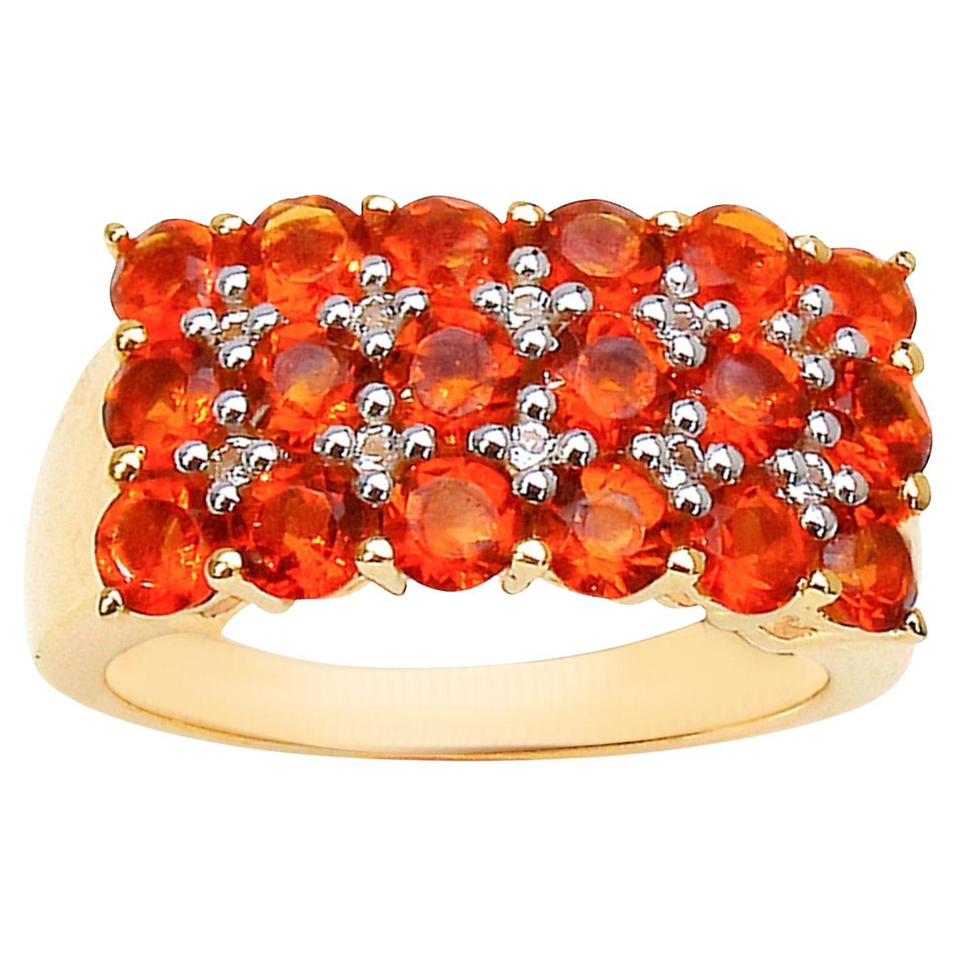 Bague grappe de citrine avec topaze blanche 1,70 carats en argent plaqué or 14 carats en vente