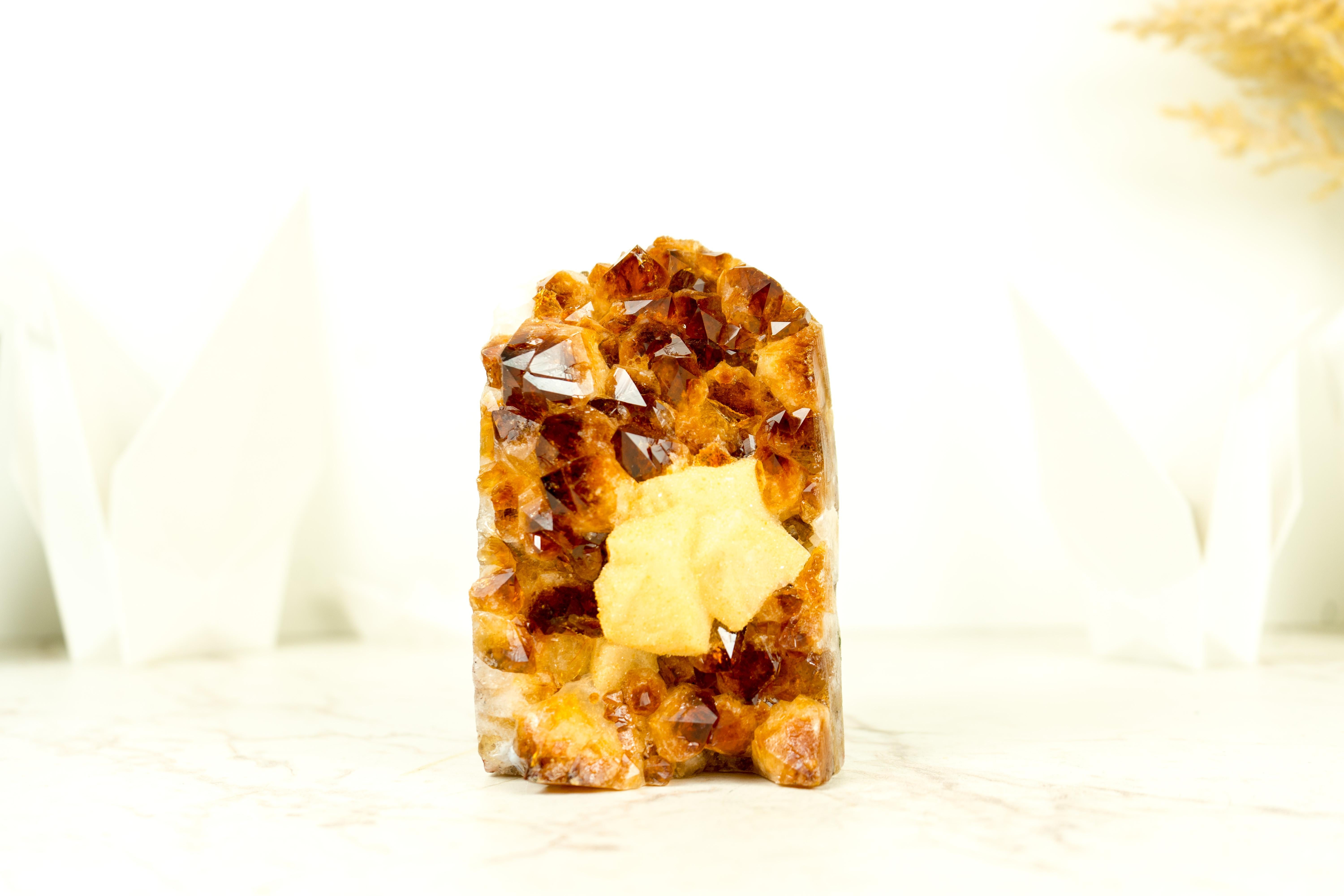 Citrine Cluster with Amber Citrine Color, Calcite and Sparkly Sugar Druzy For Sale 3