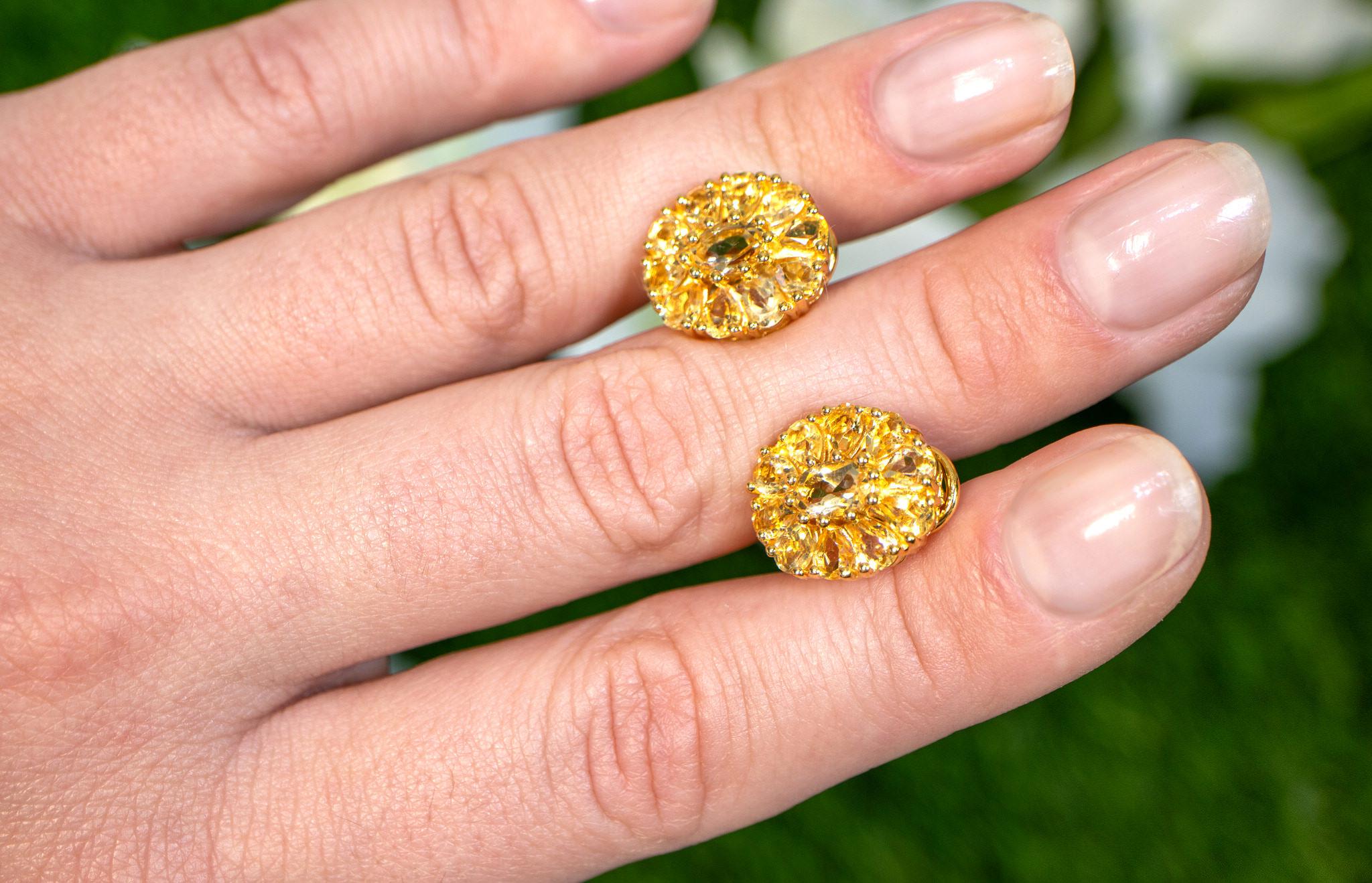 Contemporain Boucles d'oreilles cocktail citrine 4,10 carats au total en vente