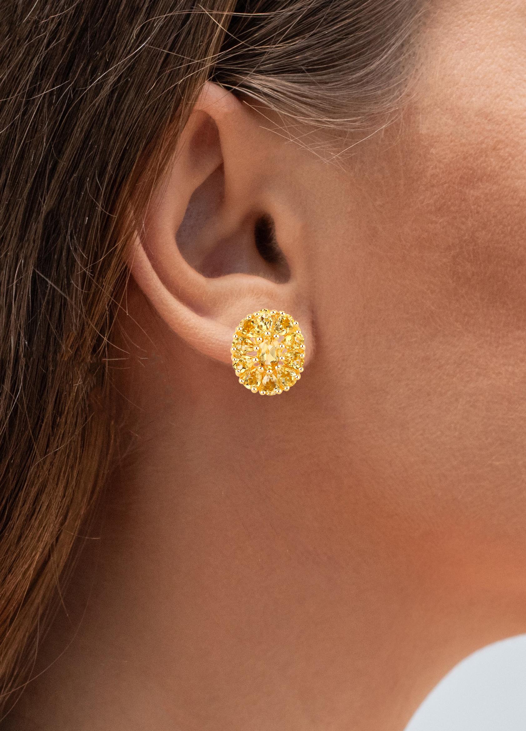 Taille ovale Boucles d'oreilles cocktail citrine 4,10 carats au total en vente
