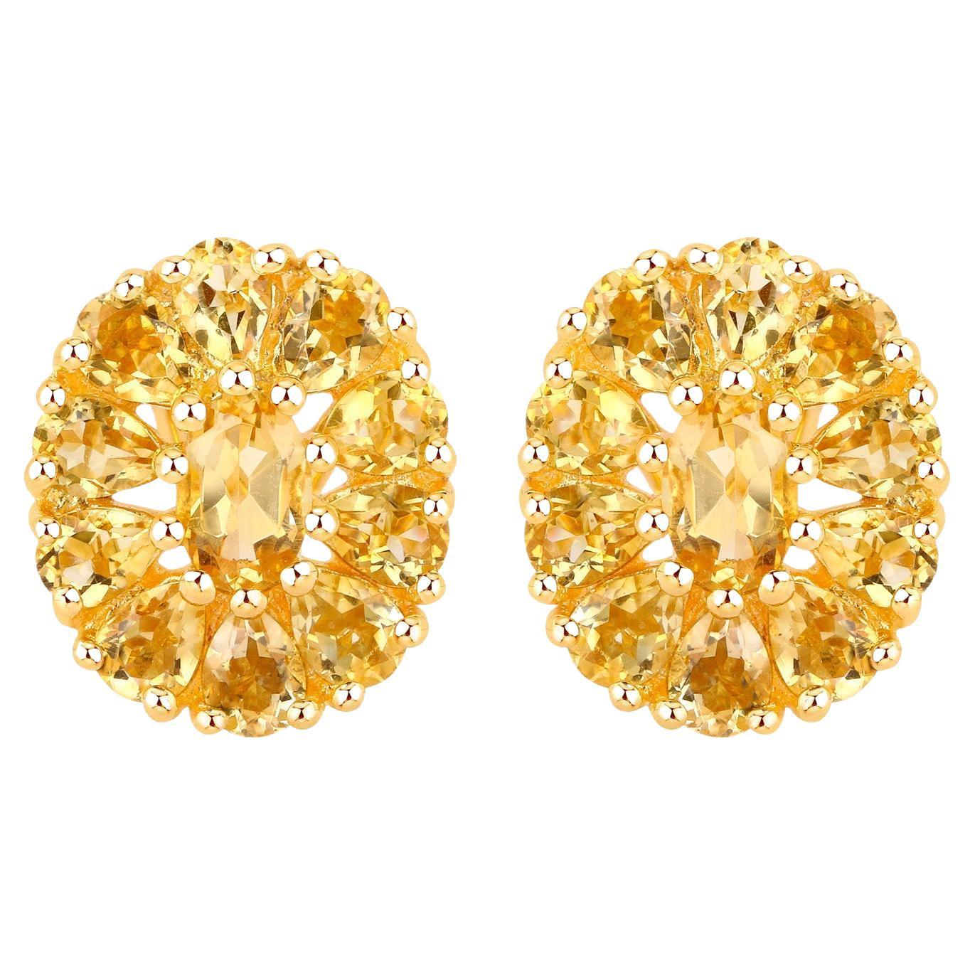 Citrine Cocktail Earrings 4.10 Carats Total 