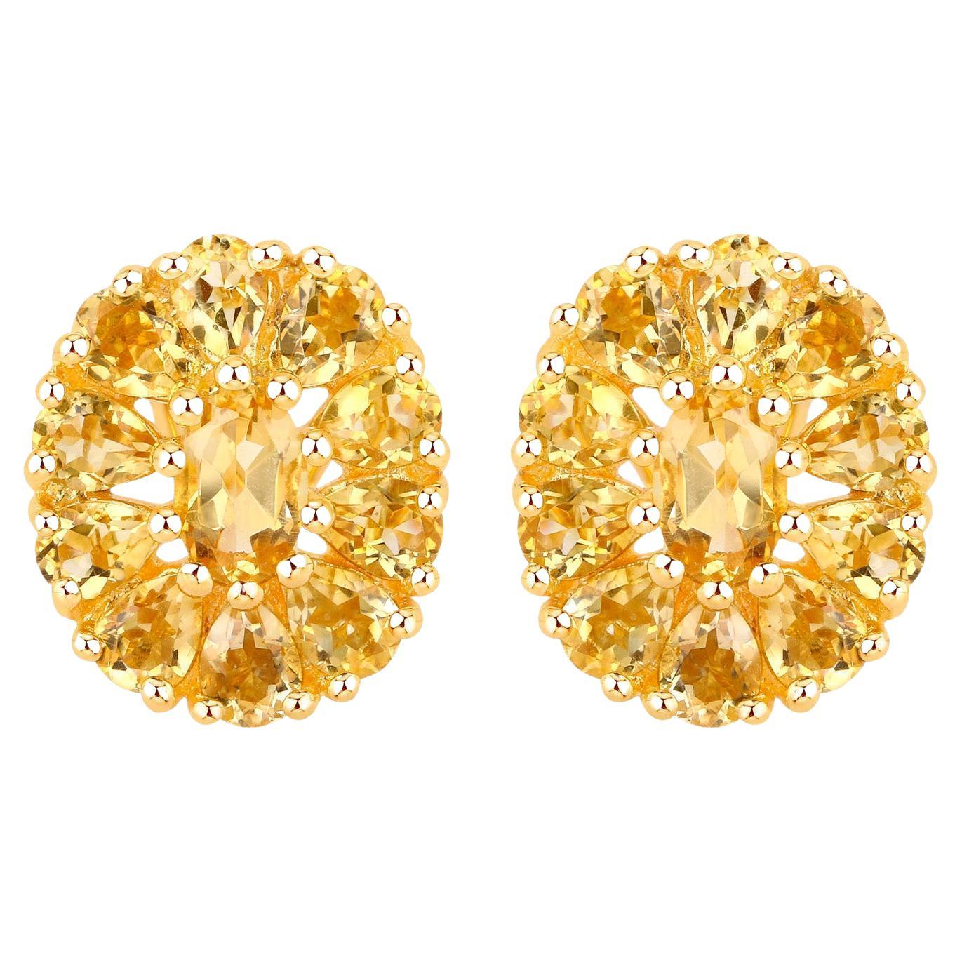 Citrine Cocktail Earrings 4.10 Carats Total 