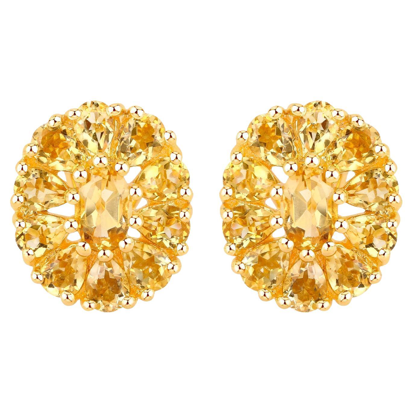 Citrine Cocktail Earrings 4.10 Carats Total For Sale