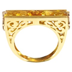 Citrine Cocktail Ring, Vintage 18k Gold Ring from 1970s Italy