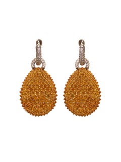 Orecchini Cometa in Oro 18KT, Citrino e Diamanti Nature