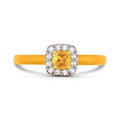 Citrine & Created White Sapphire Enamel Slim Band Ring in 14K Gold over Silver
