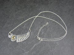 Citrine Crescent Moon Fern Leaf Necklace Sterling Silver