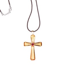 Citrine Cross Spinal Pendant