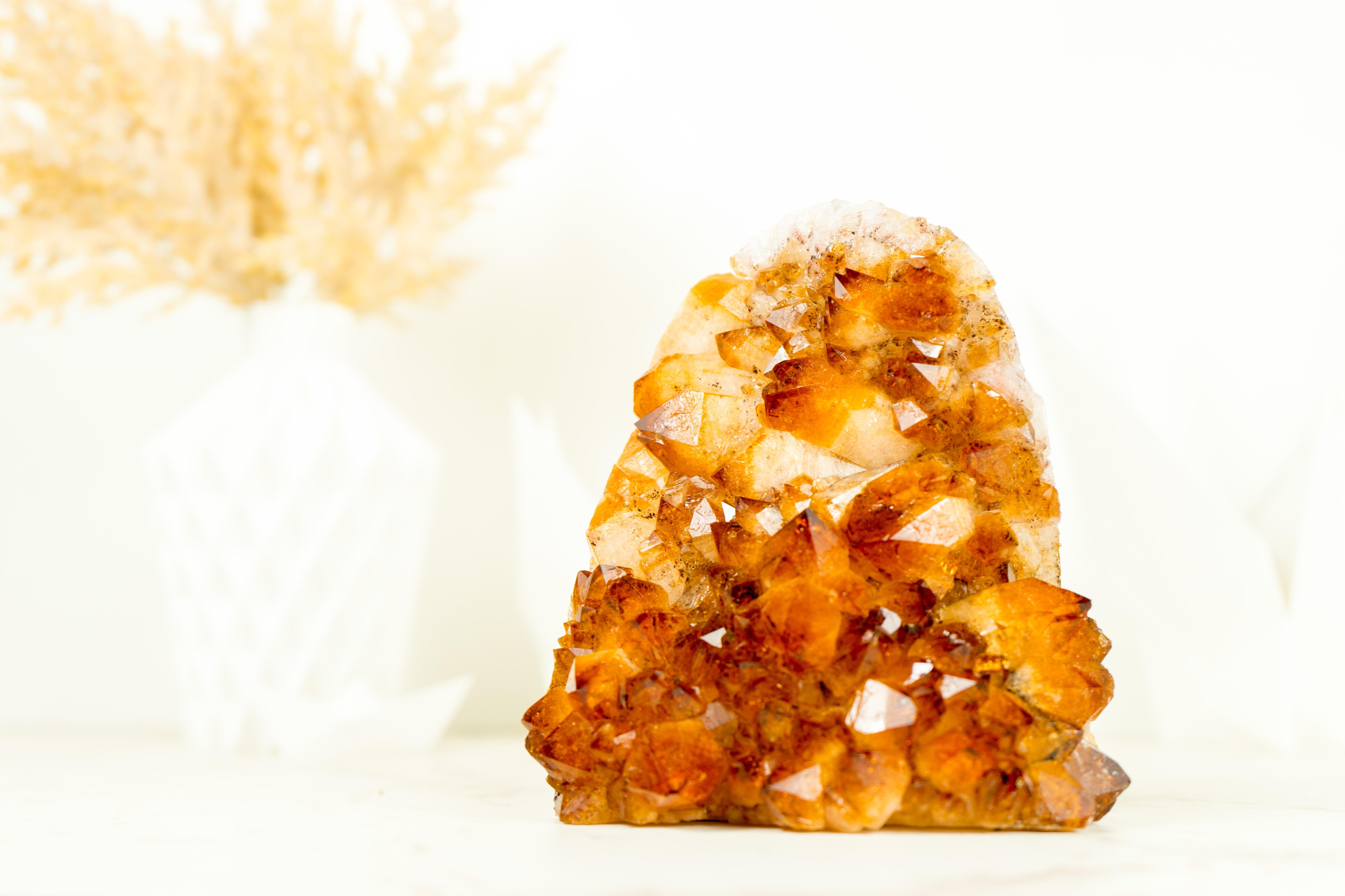 Citrine Crystal Cluster with AAA Golden Orange Citrine Druzy In Excellent Condition In Ametista Do Sul, BR