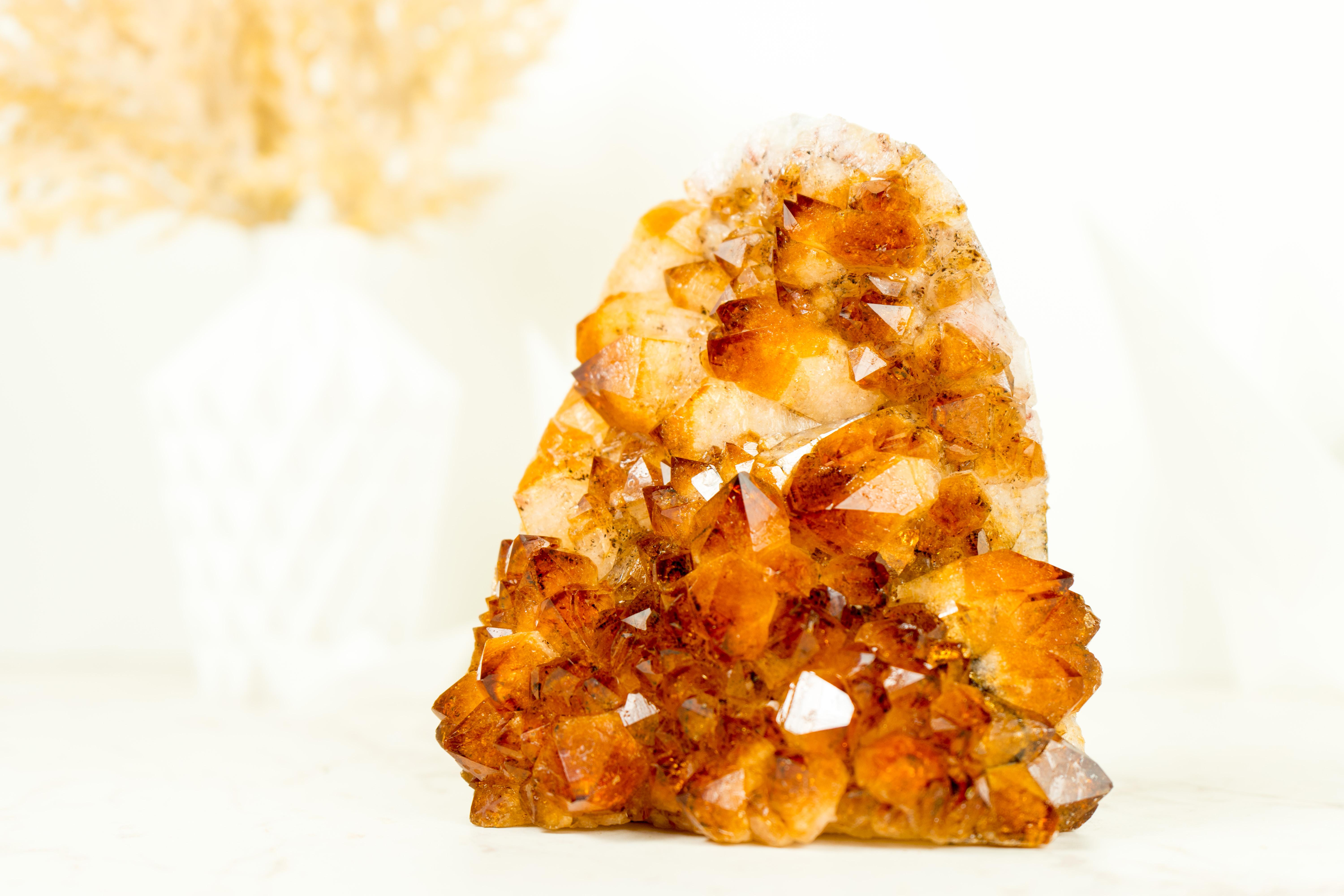 Contemporary Citrine Crystal Cluster with AAA Golden Orange Citrine Druzy