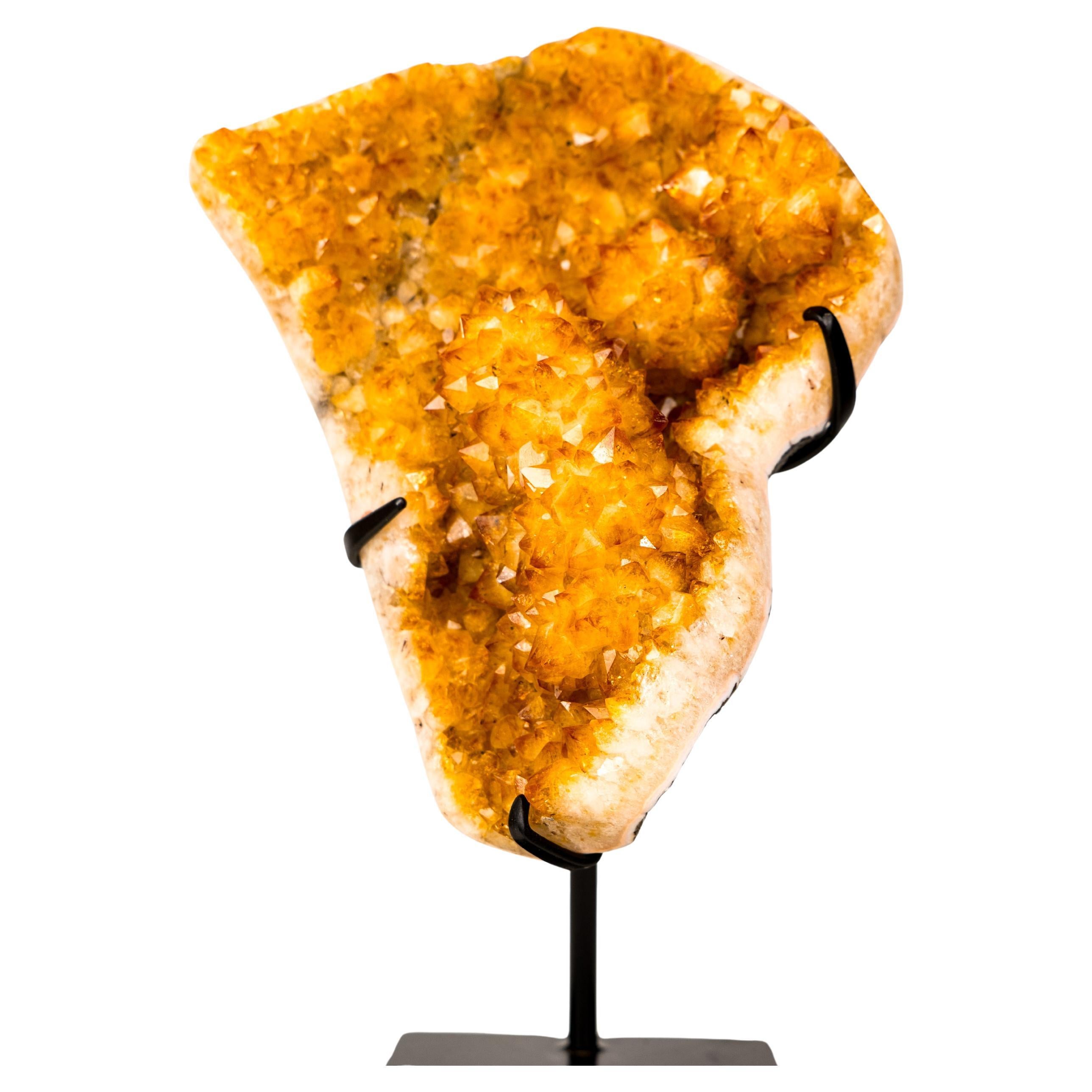 Citrine Crystal Cluster with Rare Stalactite Flowers For Sale
