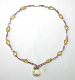 Citrine Cts 89.46 and Amethyst Beads Cts 28.16 Necklace