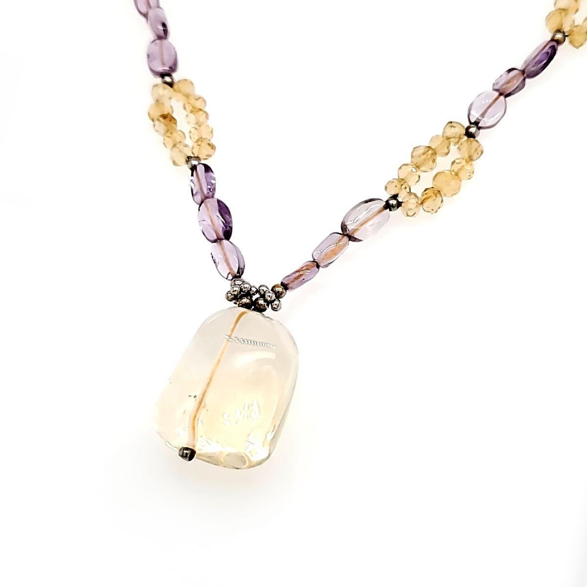Contemporaneo Collana con perle di Citrino Cts 89,46 e Ametista Cts 28,16 in vendita