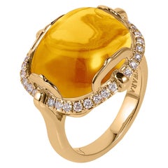 Goshwara Cushion Cabochon Citrine And Diamond Ring