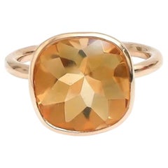 Citrine Cushion Cut 14K (18K Custom) Gold Ring