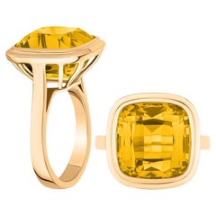 Citrin-Ring mit Kissenschliff aus 18 Karat Gelbgold
