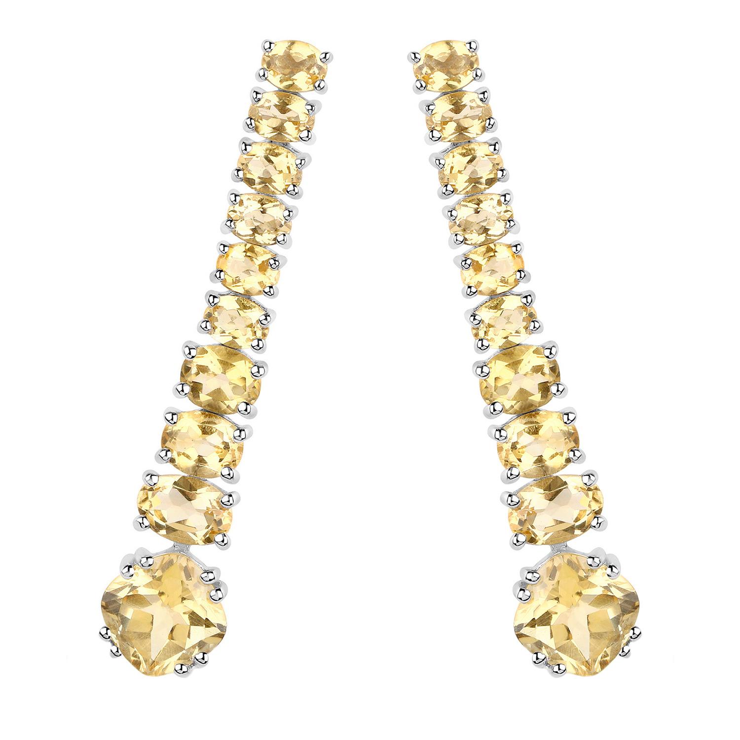 Contemporaneo Orecchini pendenti con citrino 7,2 carati placcati in oro bianco 18 carati A. Silver in vendita