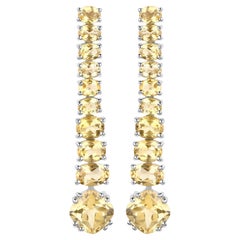 Orecchini pendenti con citrino 7,2 carati placcati in oro bianco 18 carati A. Silver