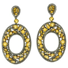 Citrine Dangle Earrings With Diamonds 21.34 Carats