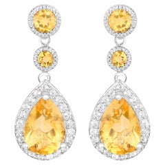 Citrin-Ohrringe mit weißen Topas 7,06 Karat insgesamt