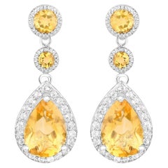 Citrin-Ohrringe mit weißen Topas 7,06 Karat insgesamt