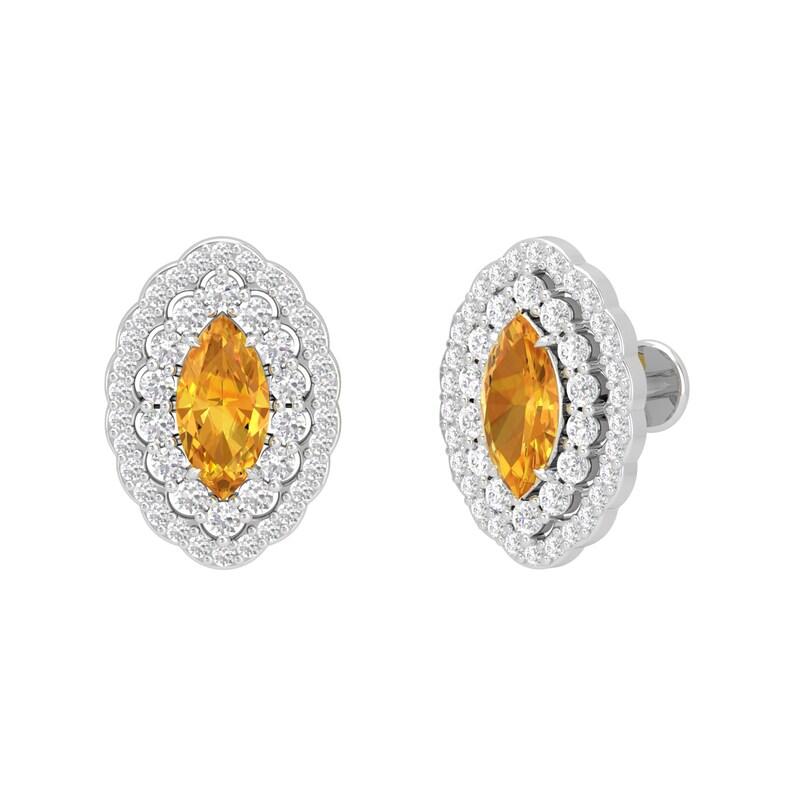 Orecchini a perno con diamante citrino in oro 14 carati In condizioni Nuovo in vendita a Hoffman Estate, IL