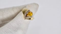 Bague en or 14k avec citrine et diamant