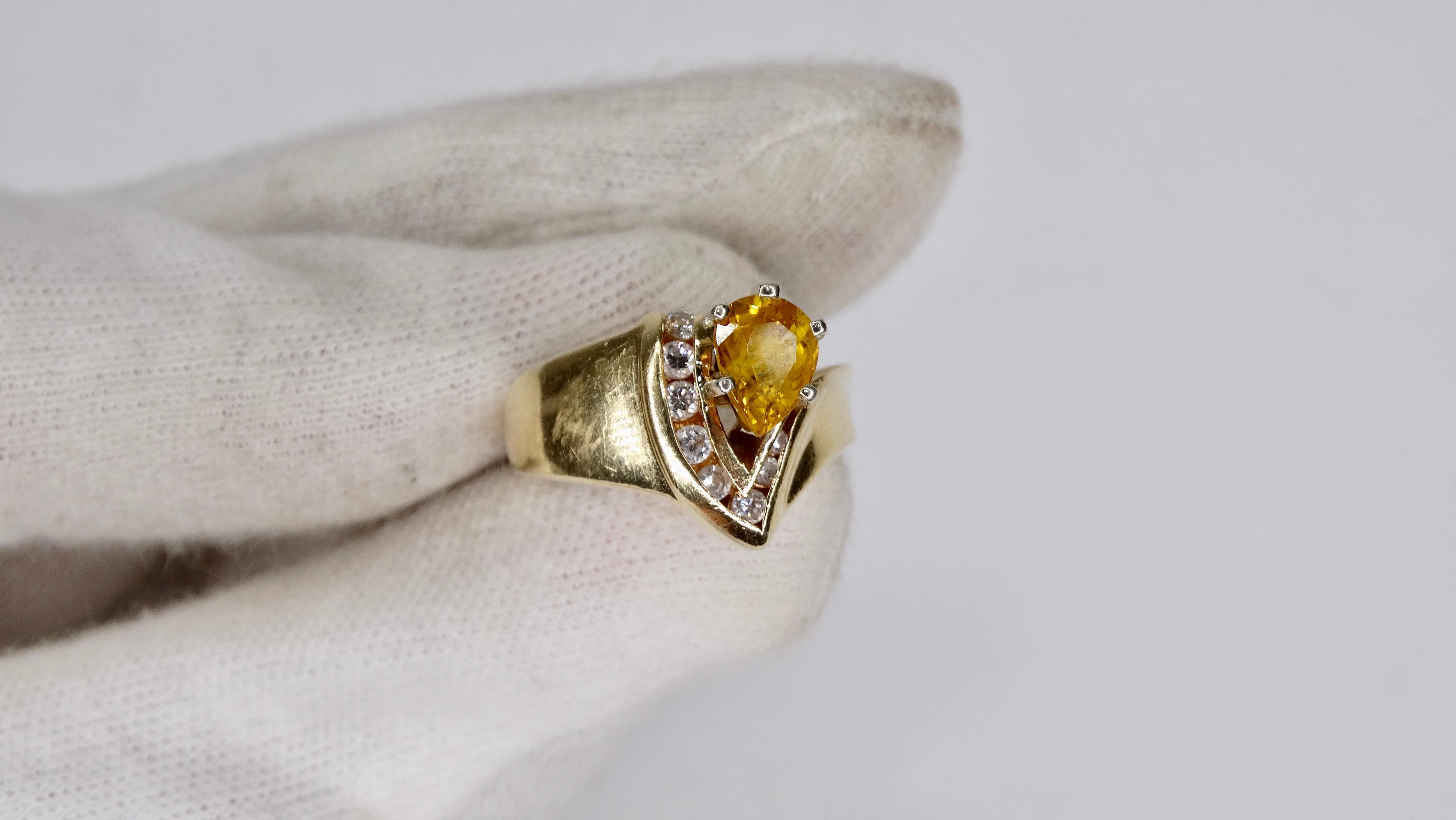 Citrine Diamond 14k Gold Ring  For Sale 1