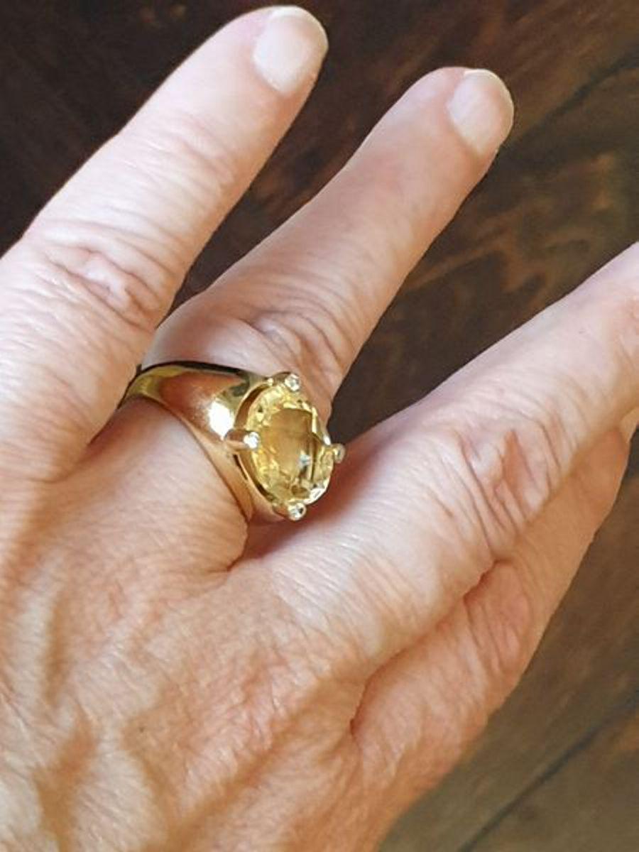 Citrine Diamond 18 Carat Gold Ring For Sale 5